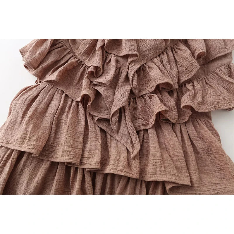 Sexy Brown Backless Mini Dress
