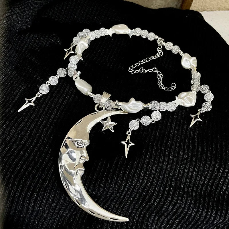 Soft Girl Moon & Stars Beaded Necklace