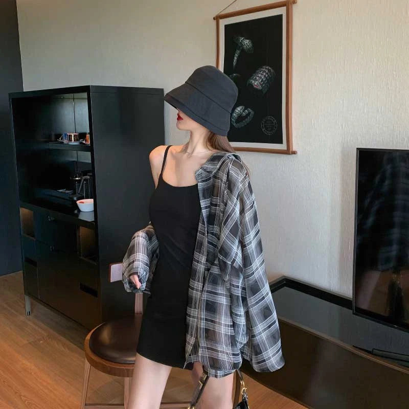 Summer Plaid Women's Oversized Shirt