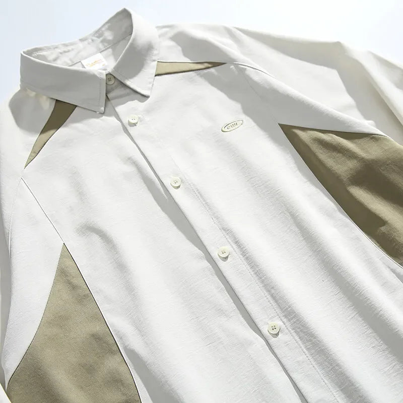 Oversize Splice Loose Casual Long Shirt