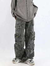 Retro Camouflage Wide Leg Cargo Pants