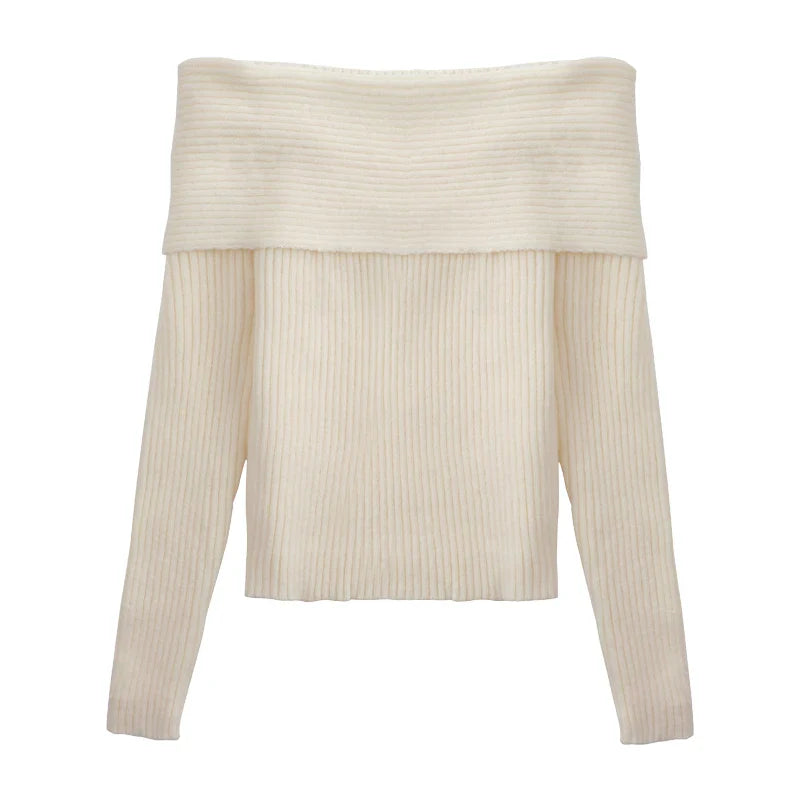Y2K Schulterfreier Strickpullover