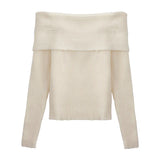 Y2K Schulterfreier Strickpullover