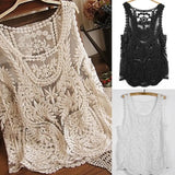 Handmade Vintage Women's Sleeveless Lace Tank Top