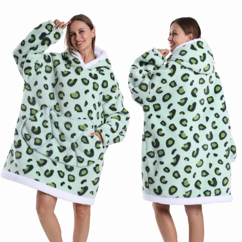 Strawberry Printed Oversized Blanket Hoodie