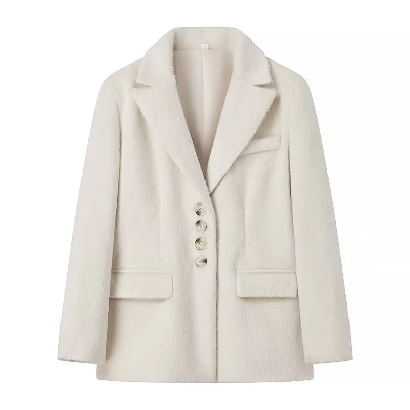 Women Warm Blazer Turn Down Collar