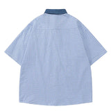 Camisa de verano a cuadros retro con decoración de corbata