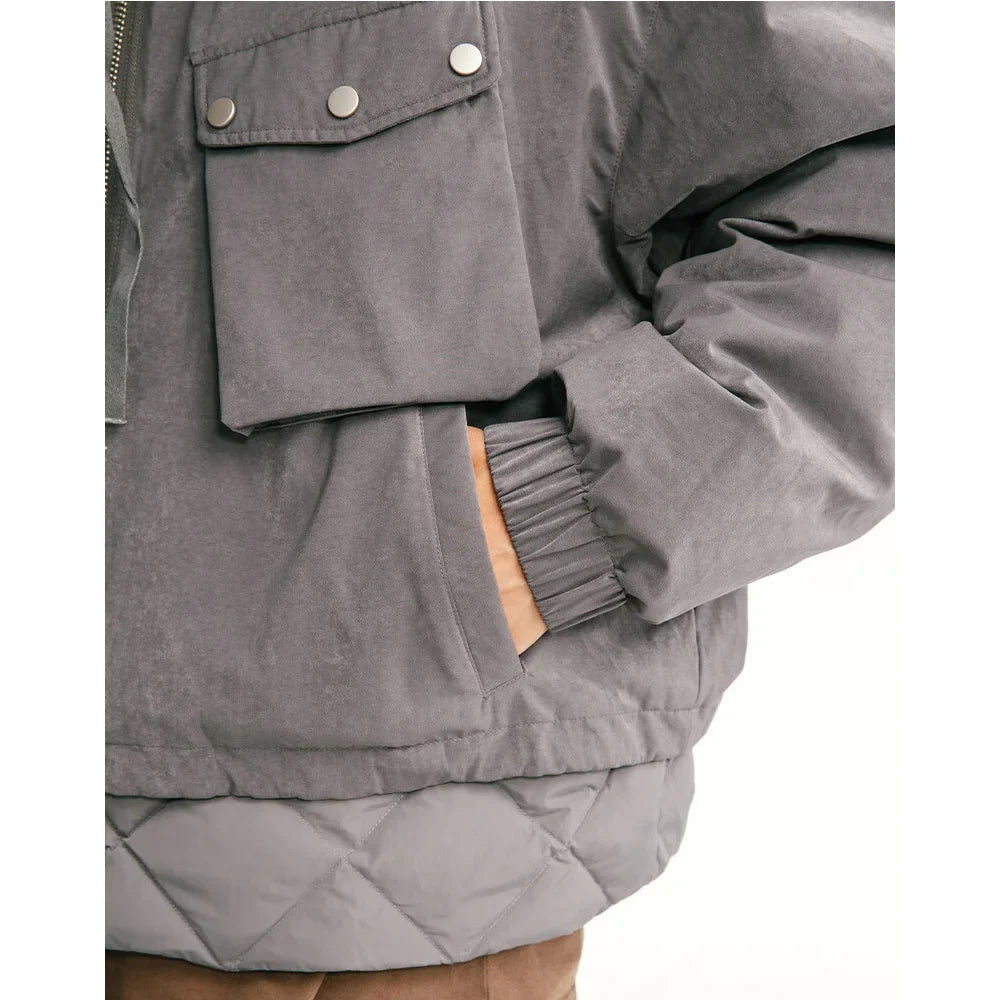 Winter Hooded Down Cargo Jacket