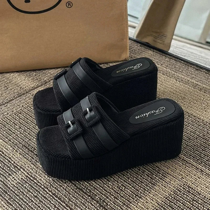 Y2K Buckle Platform Cute Sandals