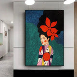 Retro Flowers Girls Hair Paintings Poster