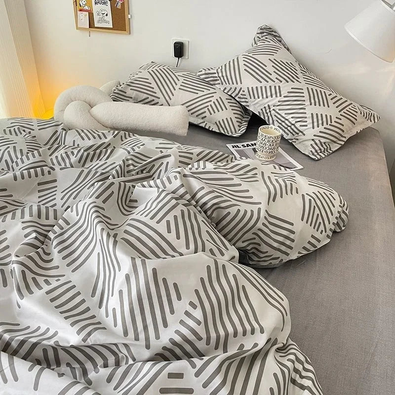 Korean Pink Letter Bedding Set