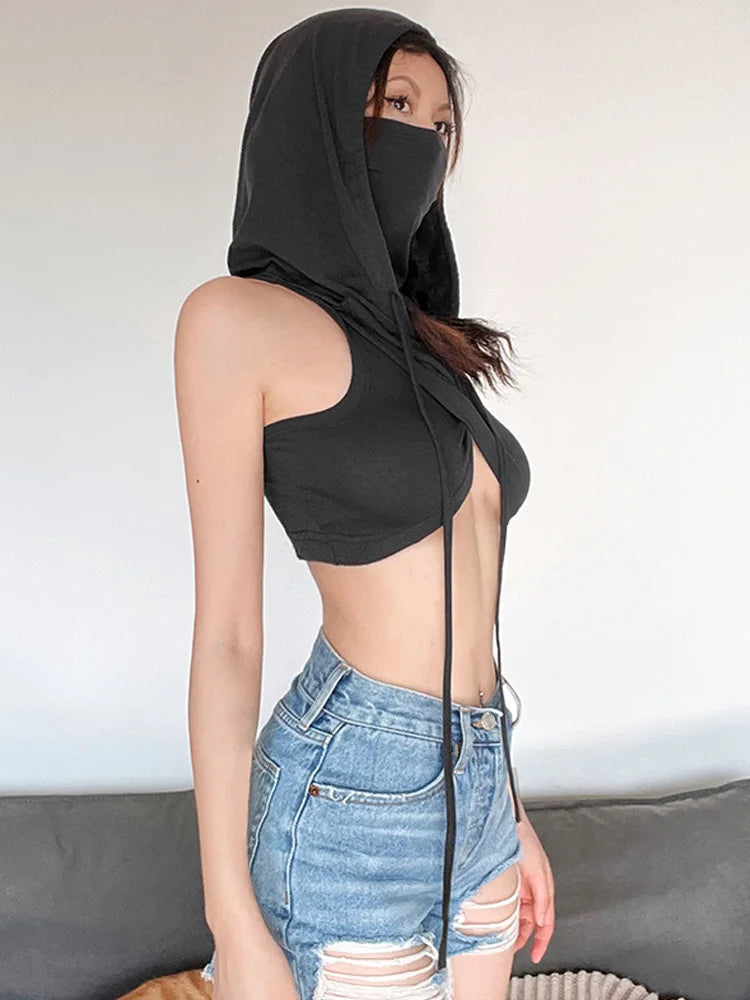 Hooded Solid Slim Sexy Tanks Top