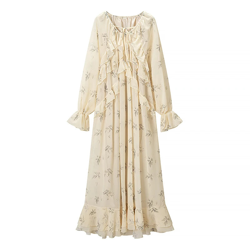 Floral Print Long Sleeve Maxi Dress