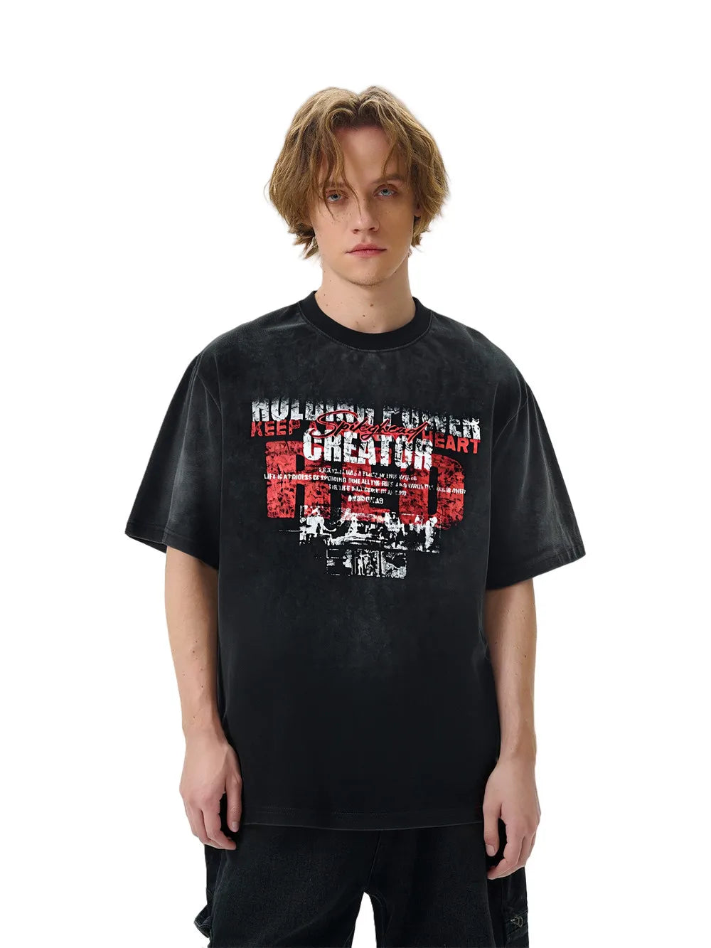 Y2K Distressed Print Short Sleeve T-Shirt