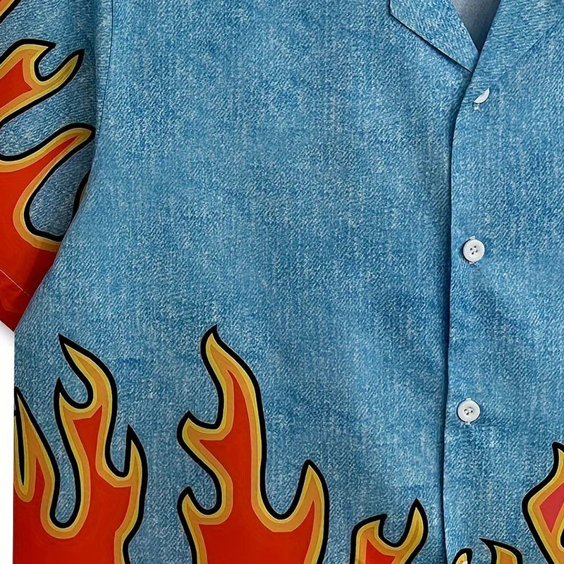 Flame Graphic Hawaiian Shirt