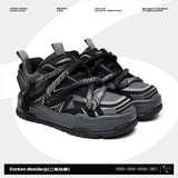 Retro Black Punk Cowhide Sneakers