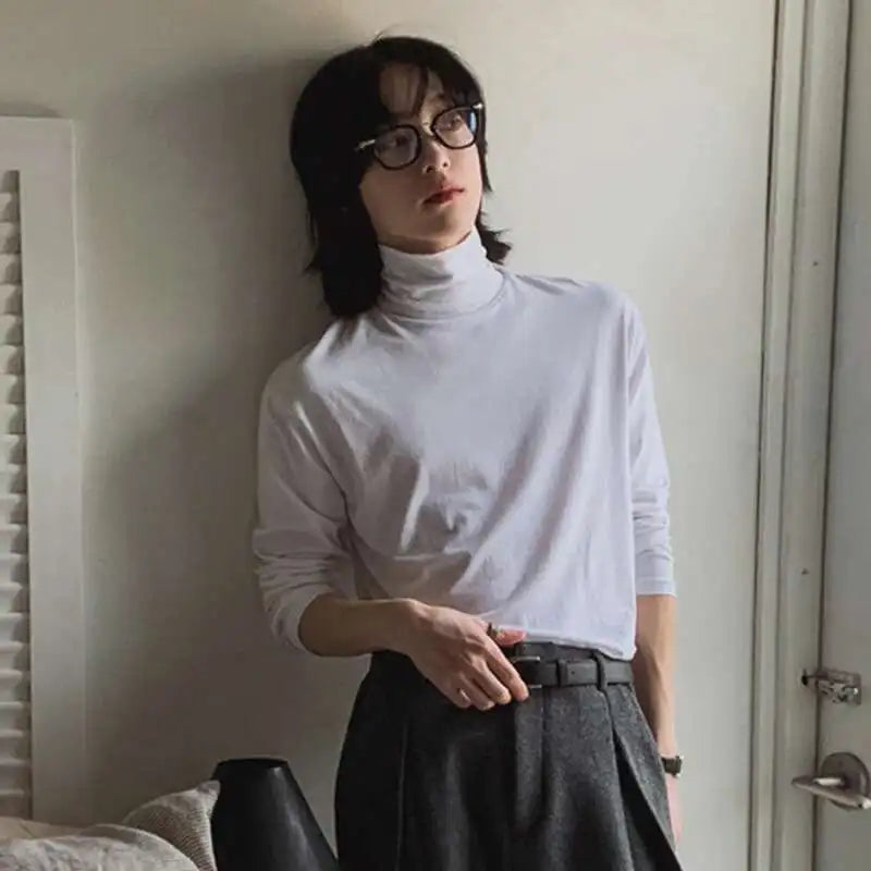 Women Solid Color Korean Style Long T-Shirt