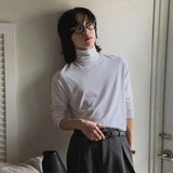 Women Solid Color Korean Style Long T-Shirt