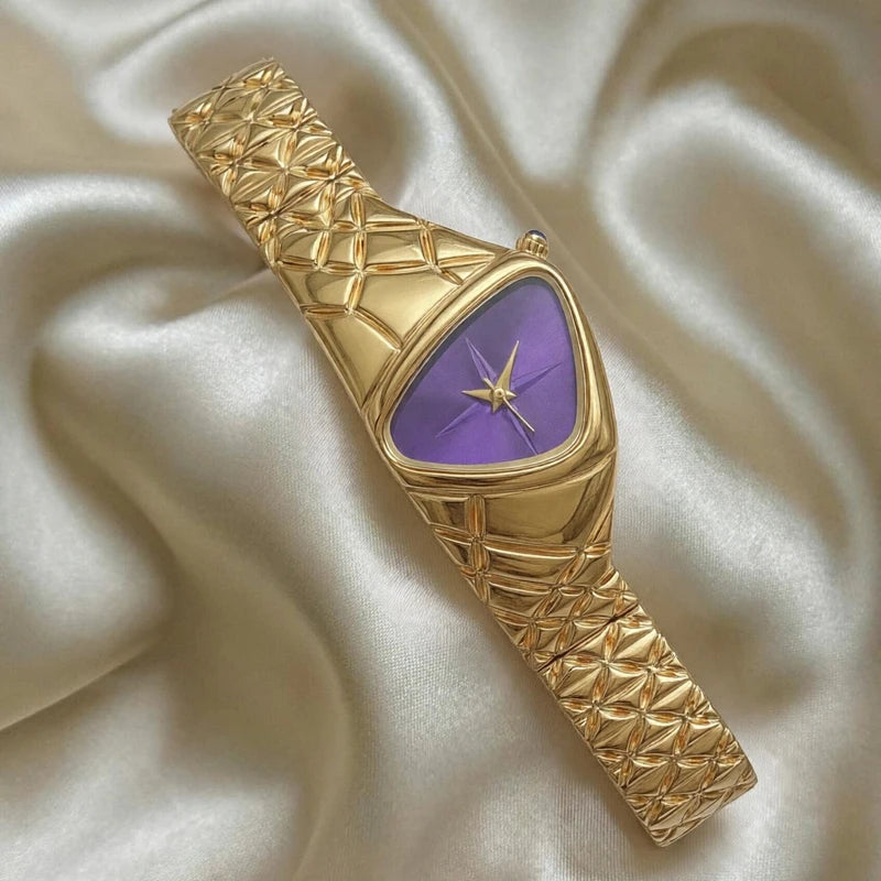 Women Purple Triangle Quartz Watch