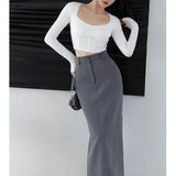 Corporate Girl High Waist Slit Maxi Skirt