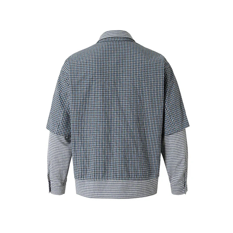 Plaid Double Layered Long Sleeve Shirt