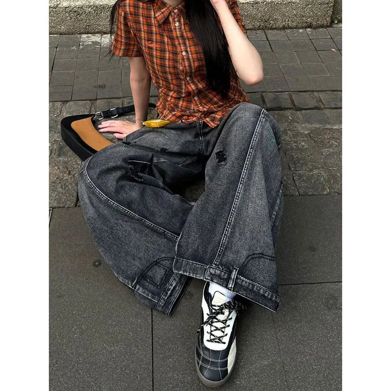 Edgy Streetwear Wide Leg Jeans