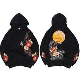 Embroidered Floral Moon Black Hoodies