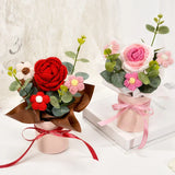 Ramo de flores de ganchillo vintage con flores de rosa