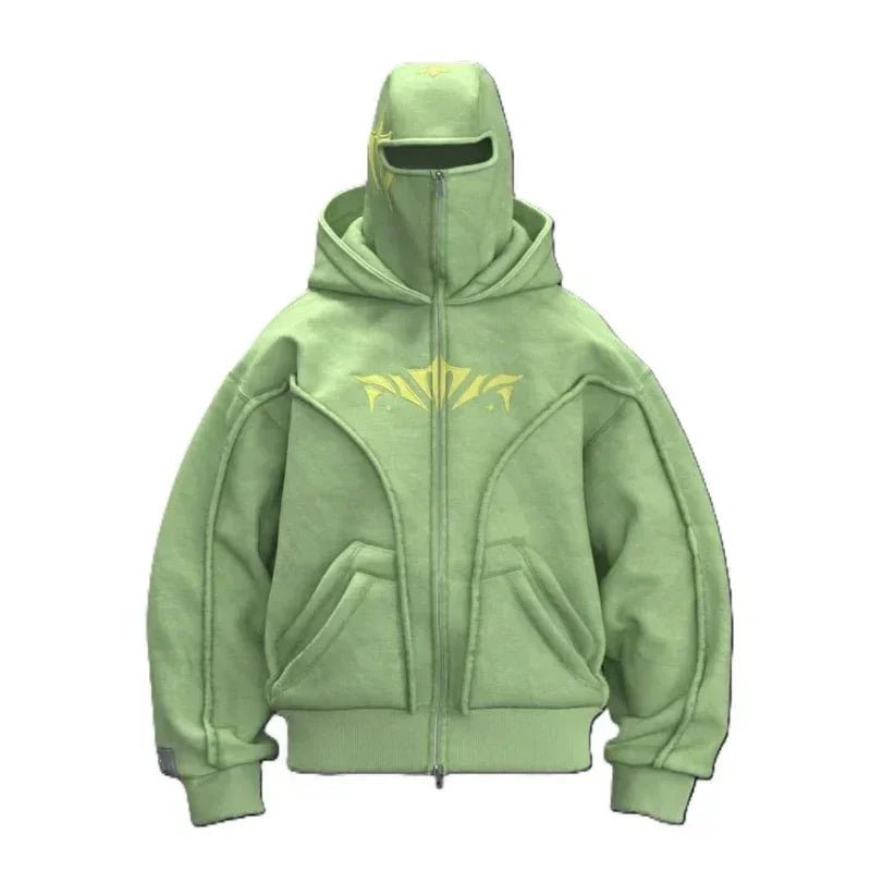 Vintage Zip-Up Oversized Hoodie Sweatshirt