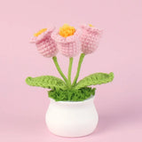 Vintage Handmade Potted Knitted Flowers