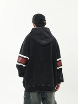 Retro Distressed Print Hooded Sweatshirt