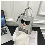 Glasses Beauty Girl Shoulder Bag