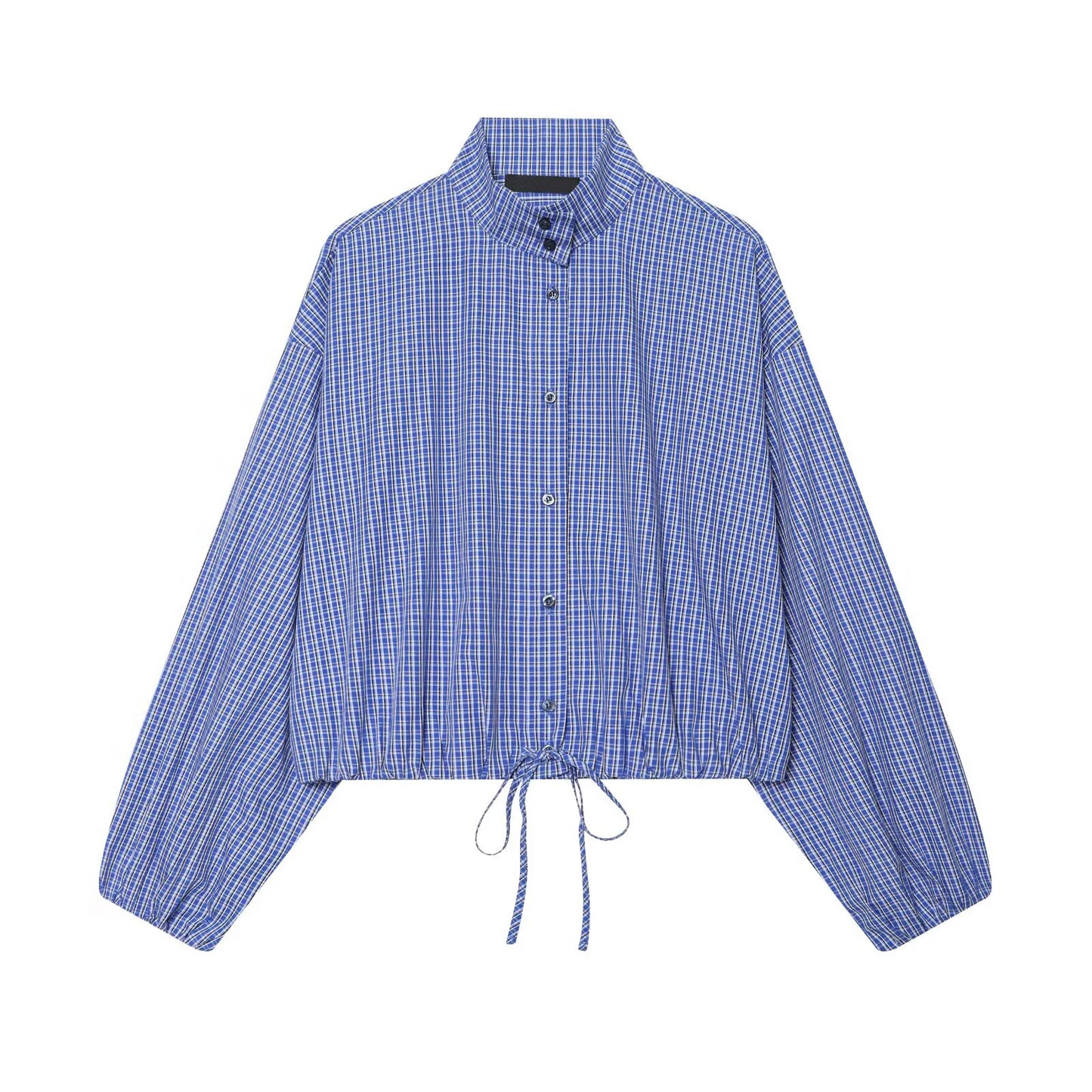 Spring Short Plaid Blue Shirt
