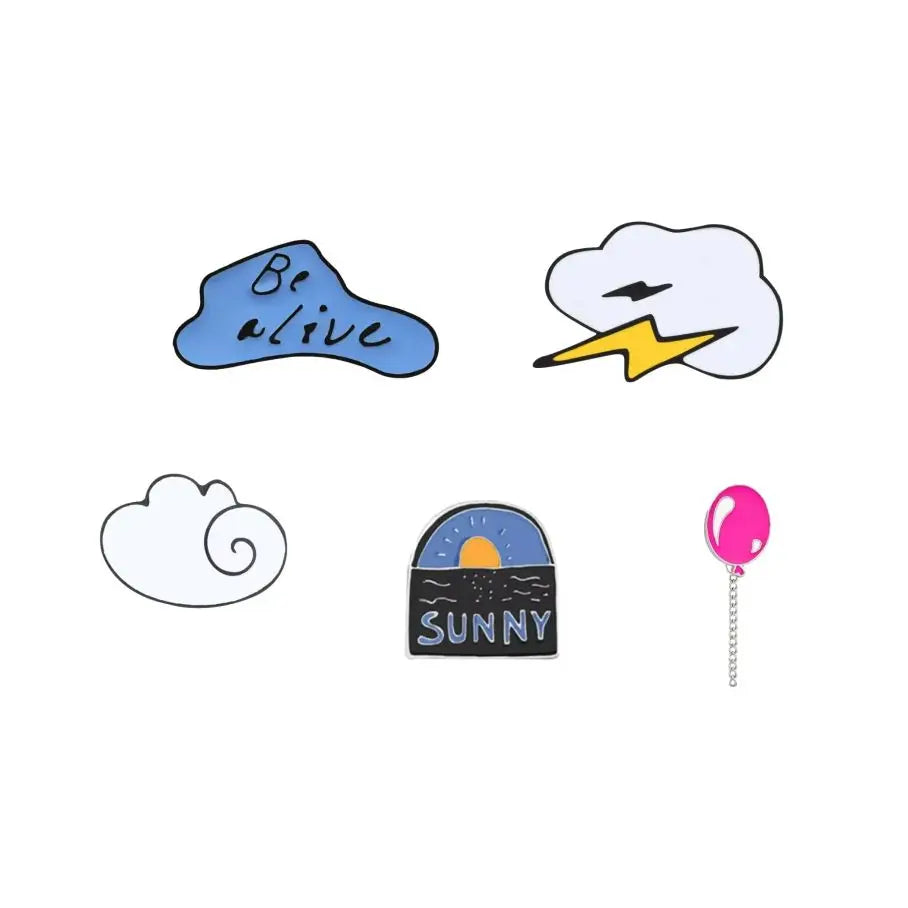 Black Cloud White Metal Pins