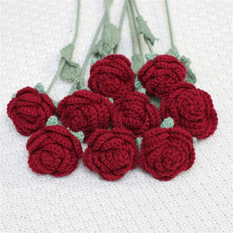 Elegant Crochet Rose Flower Home Decoration