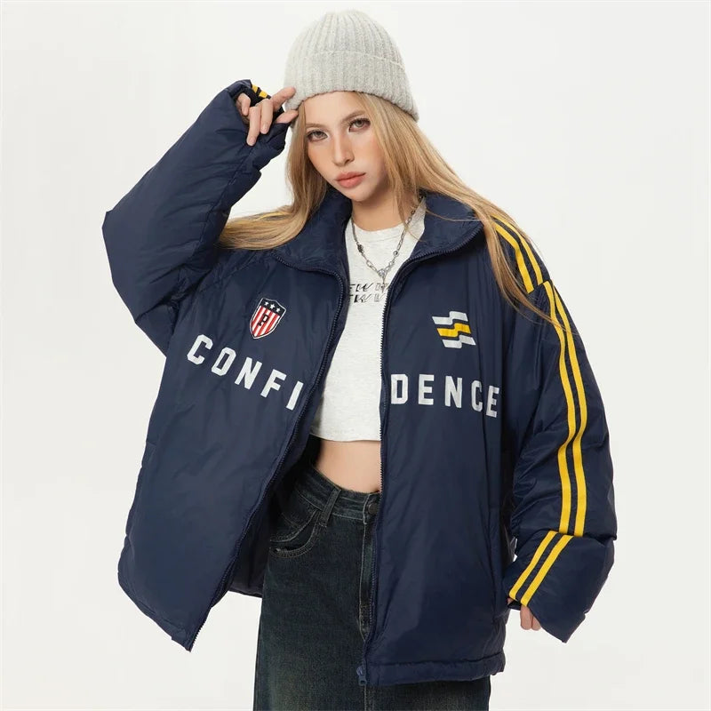 Sports Style Striped Puffer Jacket