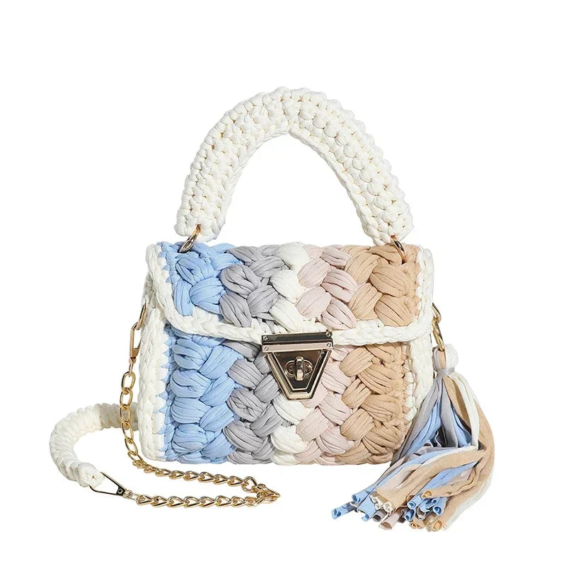 Woven Bag Knitted Shoulder Chunky