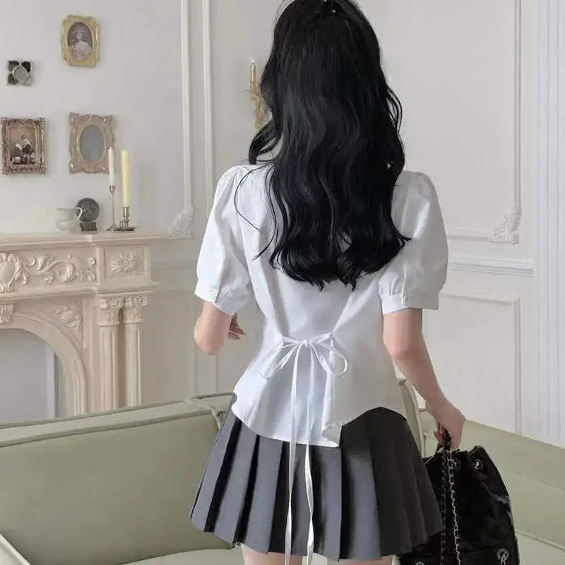 Camisa de manga larga coqueta con vendaje básico