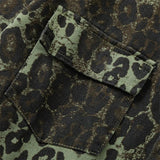 Leopard Green Denim Jacket