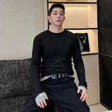Contrast Color Patchwork O-Neck T-Shirt