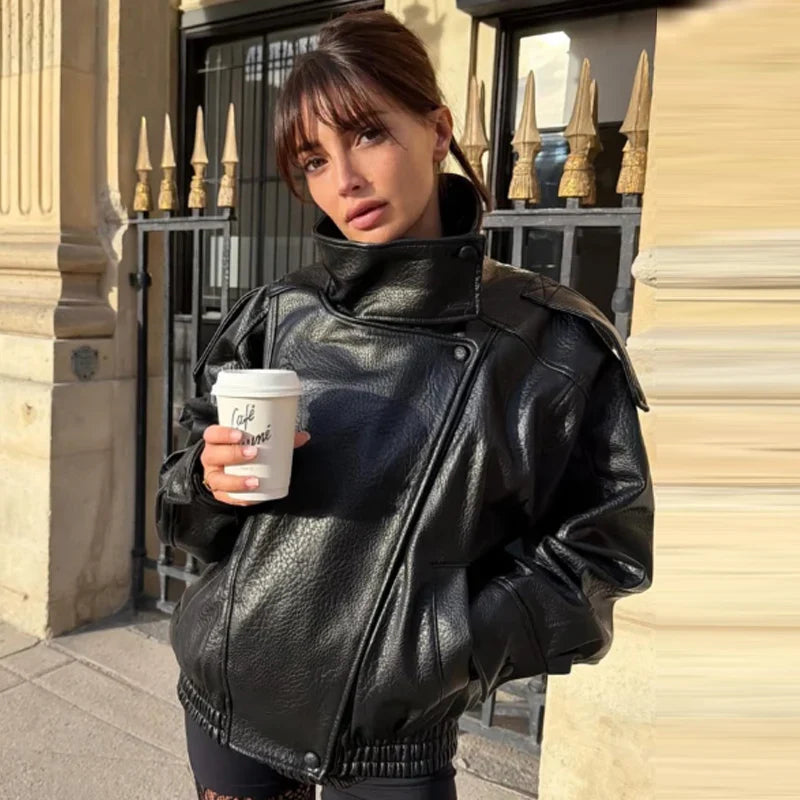 Cropped Women's Leather Jacket