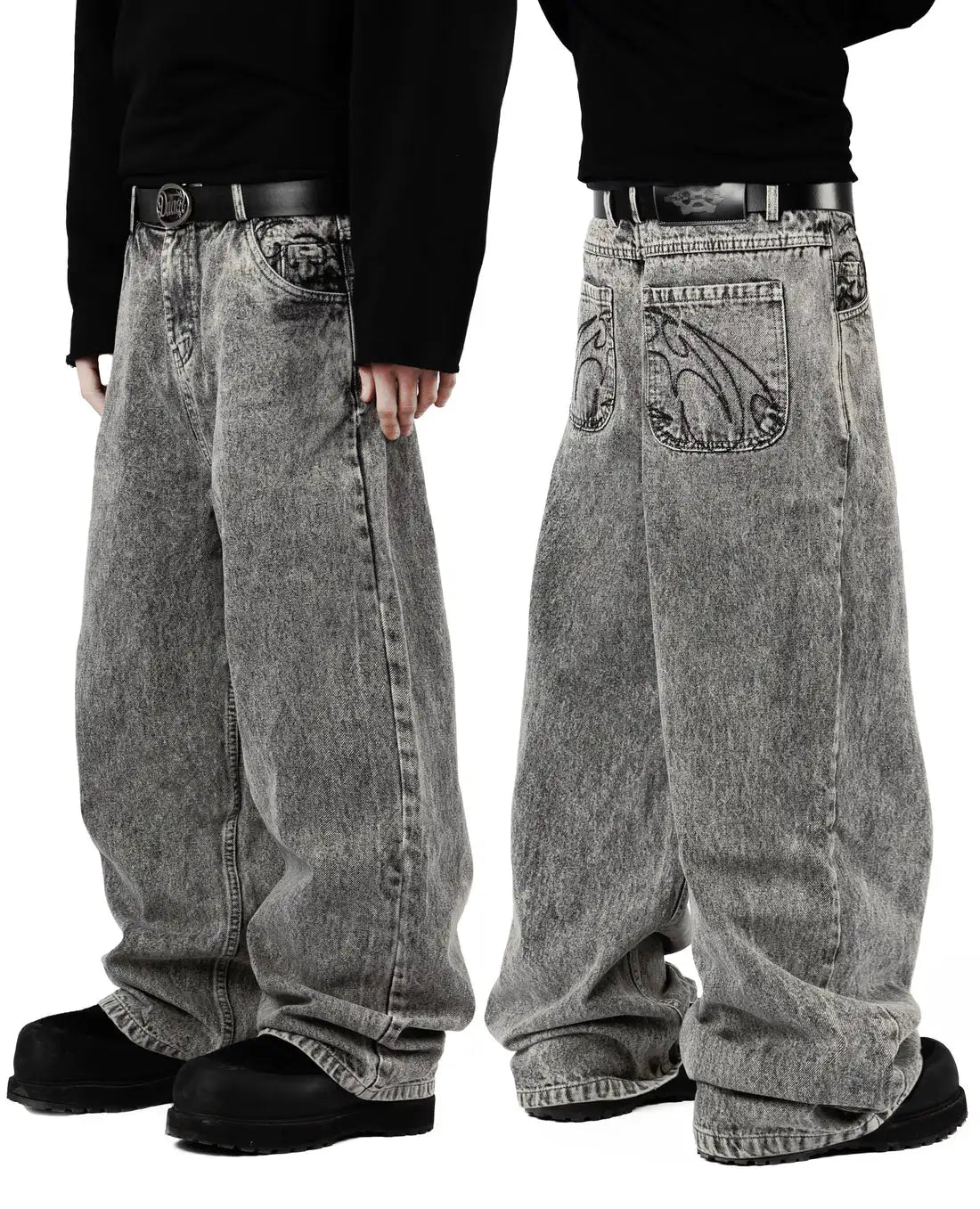 Embroidery Baggy Loose Straight Jeans