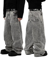 Embroidery Baggy Loose Straight Jeans