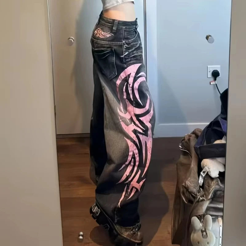 Y2K Tribal Pink Low Rise Jeans