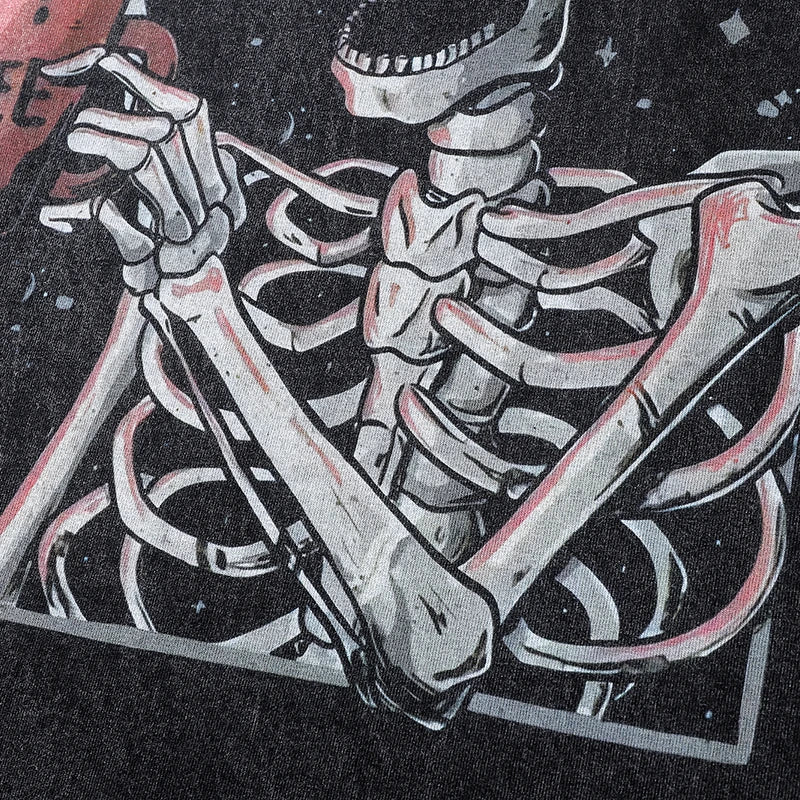 Retro Washed Black Skull Oversized T-Shirt