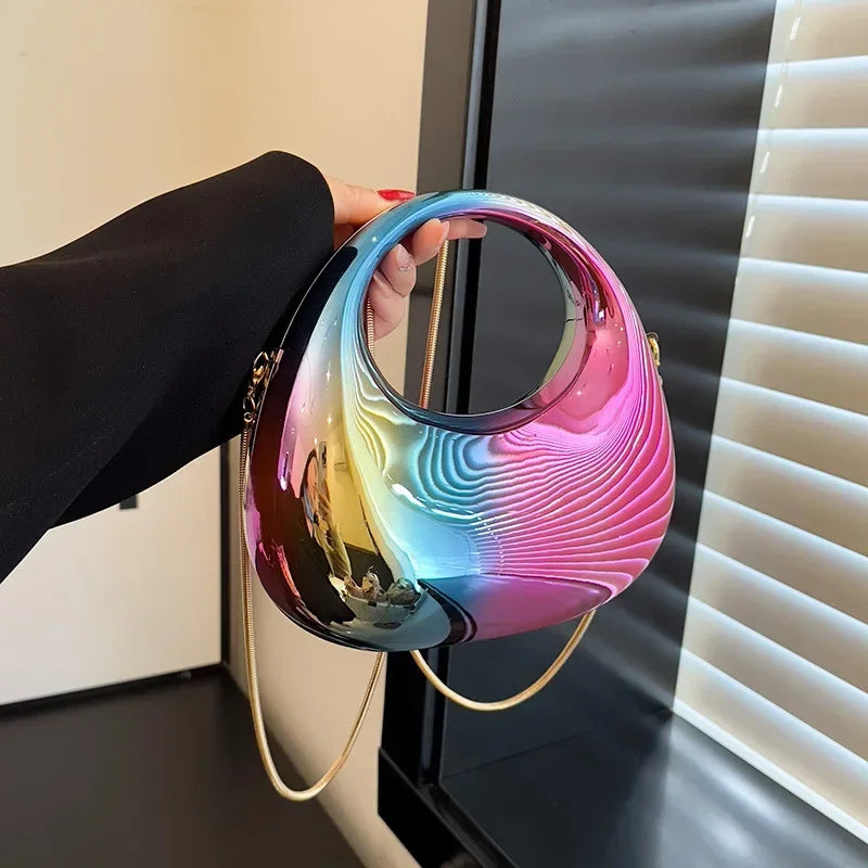 Shiny Modern Crescent Handbag