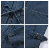Drawstring Vintage Loose Fit Denim Kimono