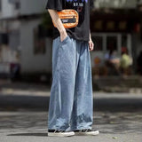 Pantalones de mezclilla de pierna ancha de corte holgado
