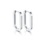 Steel Buckle Oval Earrings