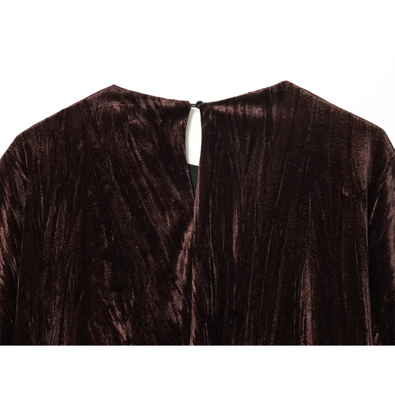 Velvet Balloon Vintage Loose Brown Blouse